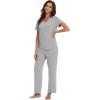 imageWiWi Viscose from Bamboo Pajamas for Women Soft Short Sleeve Pajama Set with Pants Pjs Lightweight Loungewear SXXLBheather Grey