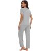 imageWiWi Viscose from Bamboo Pajamas for Women Soft Short Sleeve Pajama Set with Pants Pjs Lightweight Loungewear SXXLBheather Grey