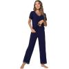 imageWiWi Viscose from Bamboo Pajamas for Women Soft Short Sleeve Pajama Set with Pants Pjs Lightweight Loungewear SXXLBnavy