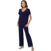 imageWiWi Viscose from Bamboo Pajamas for Women Soft Short Sleeve Pajama Set with Pants Pjs Lightweight Loungewear SXXLBnavy
