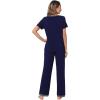 imageWiWi Viscose from Bamboo Pajamas for Women Soft Short Sleeve Pajama Set with Pants Pjs Lightweight Loungewear SXXLBnavy