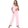 imageWiWi Viscose from Bamboo Pajamas for Women Soft Short Sleeve Pajama Set with Pants Pjs Lightweight Loungewear SXXLBpink