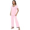 imageWiWi Viscose from Bamboo Pajamas for Women Soft Short Sleeve Pajama Set with Pants Pjs Lightweight Loungewear SXXLBpink