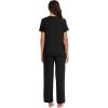 imageWiWi Viscose from Bamboo Pajamas for Women Soft Short Sleeve Pajama Set with Pants Pjs Lightweight Loungewear SXXLBsolid Black