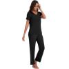 imageWiWi Viscose from Bamboo Pajamas for Women Soft Short Sleeve Pajama Set with Pants Pjs Lightweight Loungewear SXXLBsolid Black