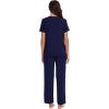 imageWiWi Viscose from Bamboo Pajamas for Women Soft Short Sleeve Pajama Set with Pants Pjs Lightweight Loungewear SXXLBsolid Navy