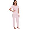 imageWiWi Viscose from Bamboo Pajamas for Women Soft Short Sleeve Pajama Set with Pants Pjs Lightweight Loungewear SXXLBsolid Pink