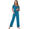 imageWiWi Viscose from Bamboo Pajamas for Women Soft Short Sleeve Pajama Set with Pants Pjs Lightweight Loungewear SXXLBteal Blue