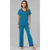 imageWiWi Viscose from Bamboo Pajamas for Women Soft Short Sleeve Pajama Set with Pants Pjs Lightweight Loungewear SXXLBteal Blue