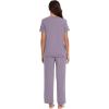 imageWiWi Viscose from Bamboo Pajamas for Women Soft Short Sleeve Pajama Set with Pants Pjs Lightweight Loungewear SXXLBviolet