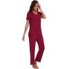 imageWiWi Viscose from Bamboo Pajamas for Women Soft Short Sleeve Pajama Set with Pants Pjs Lightweight Loungewear SXXLBwine