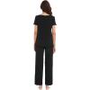 imageWiWi Viscose from Bamboo Pajamas for Women Soft Short Sleeve Pajama Set with Pants Pjs Lightweight Loungewear SXXLCblack
