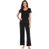 imageWiWi Viscose from Bamboo Pajamas for Women Soft Short Sleeve Pajama Set with Pants Pjs Lightweight Loungewear SXXLCblack