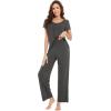 imageWiWi Viscose from Bamboo Pajamas for Women Soft Short Sleeve Pajama Set with Pants Pjs Lightweight Loungewear SXXLCiron Grey