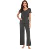 imageWiWi Viscose from Bamboo Pajamas for Women Soft Short Sleeve Pajama Set with Pants Pjs Lightweight Loungewear SXXLCiron Grey