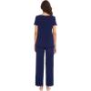 imageWiWi Viscose from Bamboo Pajamas for Women Soft Short Sleeve Pajama Set with Pants Pjs Lightweight Loungewear SXXLCnavy