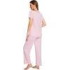 imageWiWi Viscose from Bamboo Pajamas for Women Soft Short Sleeve Pajama Set with Pants Pjs Lightweight Loungewear SXXLCpink