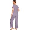 imageWiWi Viscose from Bamboo Pajamas for Women Soft Short Sleeve Pajama Set with Pants Pjs Lightweight Loungewear SXXLCviolet