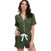 imageWiWi Viscose from Bamboo Soft Pajamas Set for Women Button Down Short Pajama Sets Plus Size Pjs Shorts Sleepwear S4XAarmy Green