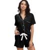 imageWiWi Viscose from Bamboo Soft Pajamas Set for Women Button Down Short Pajama Sets Plus Size Pjs Shorts Sleepwear S4XAblack