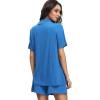 imageWiWi Viscose from Bamboo Soft Pajamas Set for Women Button Down Short Pajama Sets Plus Size Pjs Shorts Sleepwear S4XAbright Blue