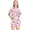 imageWiWi Viscose from Bamboo Soft Pajamas Set for Women Button Down Short Pajama Sets Plus Size Pjs Shorts Sleepwear S4XAcoffee Cup