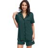 imageWiWi Viscose from Bamboo Soft Pajamas Set for Women Button Down Short Pajama Sets Plus Size Pjs Shorts Sleepwear S4XAforest Green