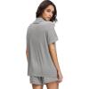 imageWiWi Viscose from Bamboo Soft Pajamas Set for Women Button Down Short Pajama Sets Plus Size Pjs Shorts Sleepwear S4XAheather Grey