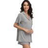 imageWiWi Viscose from Bamboo Soft Pajamas Set for Women Button Down Short Pajama Sets Plus Size Pjs Shorts Sleepwear S4XAheather Grey