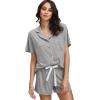 imageWiWi Viscose from Bamboo Soft Pajamas Set for Women Button Down Short Pajama Sets Plus Size Pjs Shorts Sleepwear S4XAheather Grey