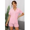 imageWiWi Viscose from Bamboo Soft Pajamas Set for Women Button Down Short Pajama Sets Plus Size Pjs Shorts Sleepwear S4XAmisty Rose