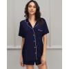 imageWiWi Viscose from Bamboo Soft Pajamas Set for Women Button Down Short Pajama Sets Plus Size Pjs Shorts Sleepwear S4XAnavy