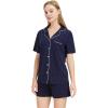 imageWiWi Viscose from Bamboo Soft Pajamas Set for Women Button Down Short Pajama Sets Plus Size Pjs Shorts Sleepwear S4XAnavyWhite Dots