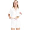 imageWiWi Viscose from Bamboo Soft Pajamas Set for Women Button Down Short Pajama Sets Plus Size Pjs Shorts Sleepwear S4XAwhiteBlack Dots