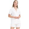 imageWiWi Viscose from Bamboo Soft Pajamas Set for Women Button Down Short Pajama Sets Plus Size Pjs Shorts Sleepwear S4XAwhiteBlack Dots