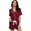 imageWiWi Viscose from Bamboo Soft Pajamas Set for Women Button Down Short Pajama Sets Plus Size Pjs Shorts Sleepwear S4XAwine