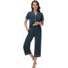 imageWiWi Viscose from Bamboo Soft Pajamas Set for Women Button Down Short Pajama Sets Plus Size Pjs Shorts Sleepwear S4XCdeep Teal