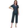 imageWiWi Viscose from Bamboo Soft Pajamas Set for Women Button Down Short Pajama Sets Plus Size Pjs Shorts Sleepwear S4XCdeep Teal