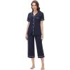 imageWiWi Viscose from Bamboo Soft Pajamas Set for Women Button Down Short Pajama Sets Plus Size Pjs Shorts Sleepwear S4XCnavyWhite Dots