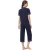 imageWiWi Viscose from Bamboo Soft Pajamas Set for Women Button Down Short Pajama Sets Plus Size Pjs Shorts Sleepwear S4XCnavyWhite Dots