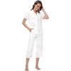 imageWiWi Viscose from Bamboo Soft Pajamas Set for Women Button Down Short Pajama Sets Plus Size Pjs Shorts Sleepwear S4XCwhite Stars