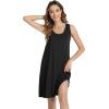 imageWiWi Viscose from Bamboo Tank Nightgown for Women Scoop Neck Sleeveless Sleep Shirts Pajamas Gowns SXXLBlack