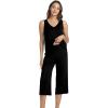 imageWiWi Women Pajama Set Sleeveless Top with Capri Pants Viscose from Bamboo Super Soft VNeck Tank Sleepwear PJ Sets SXXLAblack