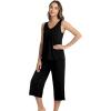 imageWiWi Women Pajama Set Sleeveless Top with Capri Pants Viscose from Bamboo Super Soft VNeck Tank Sleepwear PJ Sets SXXLAblack