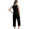 imageWiWi Women Pajama Set Sleeveless Top with Capri Pants Viscose from Bamboo Super Soft VNeck Tank Sleepwear PJ Sets SXXLAblack
