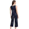 imageWiWi Women Pajama Set Sleeveless Top with Capri Pants Viscose from Bamboo Super Soft VNeck Tank Sleepwear PJ Sets SXXLAnavy Stars
