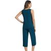 imageWiWi Women Pajama Set Sleeveless Top with Capri Pants Viscose from Bamboo Super Soft VNeck Tank Sleepwear PJ Sets SXXLApeacock Blue