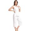 imageWiWi Women Pajama Set Sleeveless Top with Capri Pants Viscose from Bamboo Super Soft VNeck Tank Sleepwear PJ Sets SXXLAwhite Stars