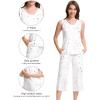 imageWiWi Women Pajama Set Sleeveless Top with Capri Pants Viscose from Bamboo Super Soft VNeck Tank Sleepwear PJ Sets SXXLAwhite Stars