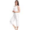 imageWiWi Women Pajama Set Sleeveless Top with Capri Pants Viscose from Bamboo Super Soft VNeck Tank Sleepwear PJ Sets SXXLAwhite Stars